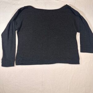 Lulus Gray Boat Neck 3/4 Sleeve Sweatshirt Top XL Made in USA Casual Comfort